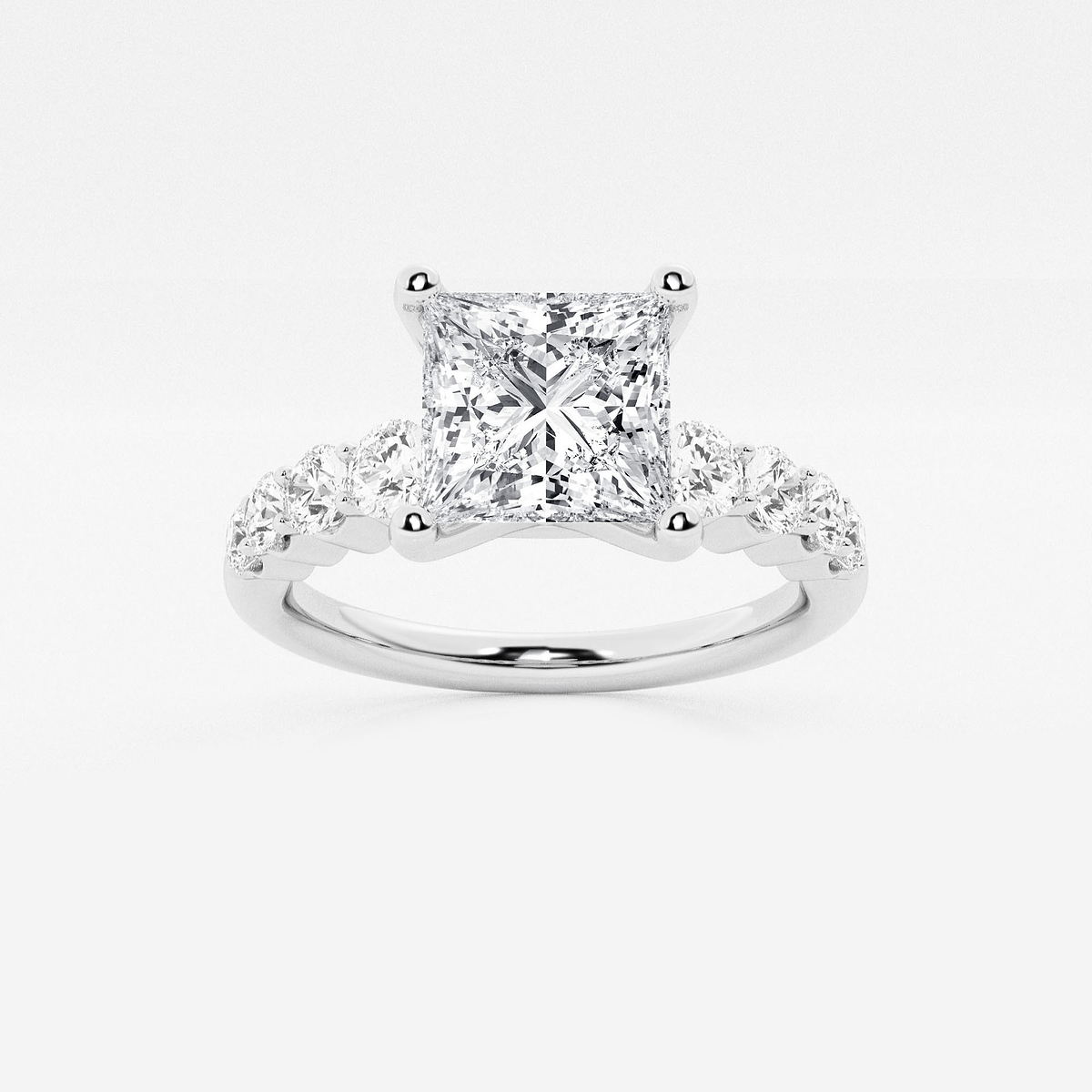 2 ctw Princess Lab Grown Diamond Graduated Engagement Ring