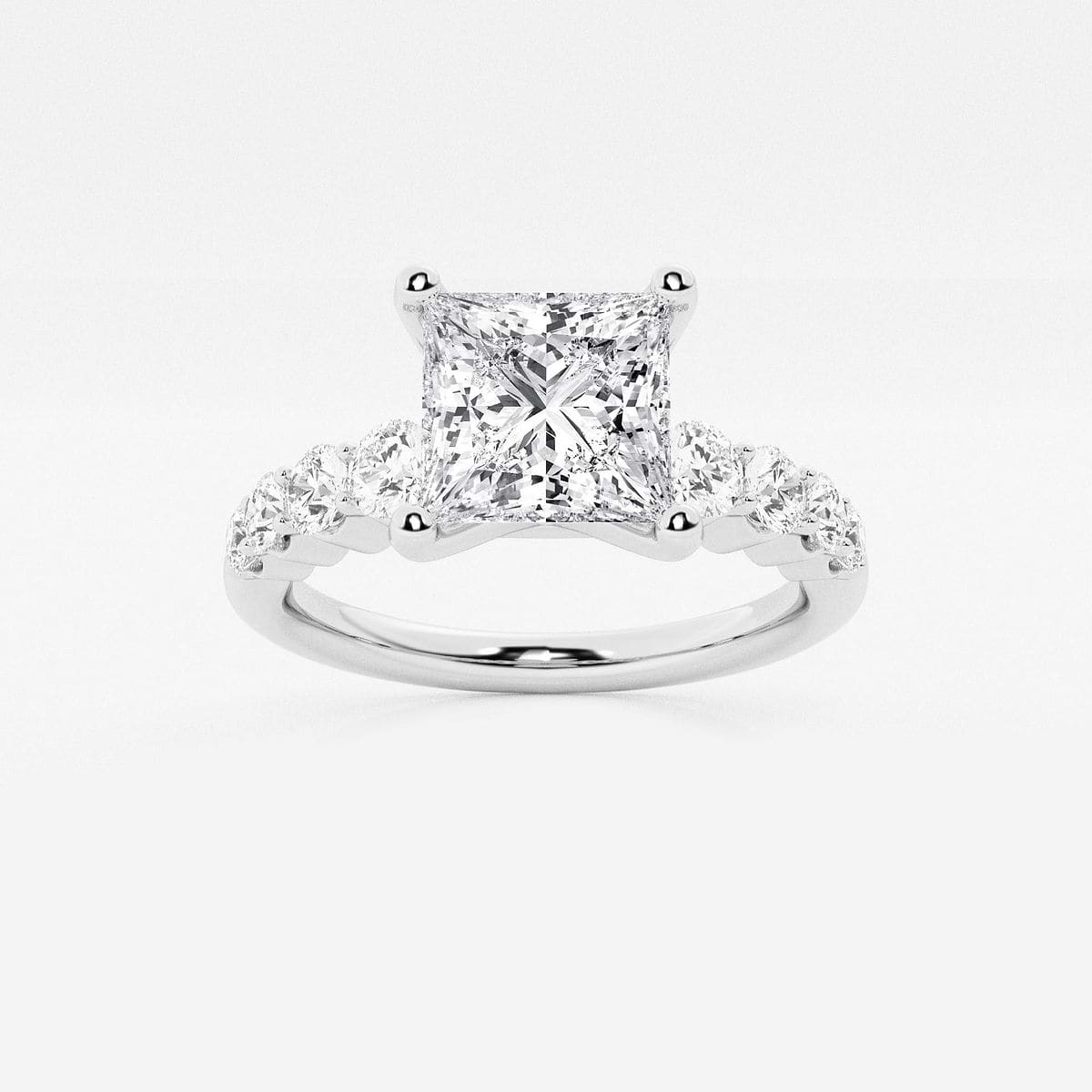 2 ctw Princess Lab Grown Diamond Graduated Engagement Ring Platinum, E, VS1