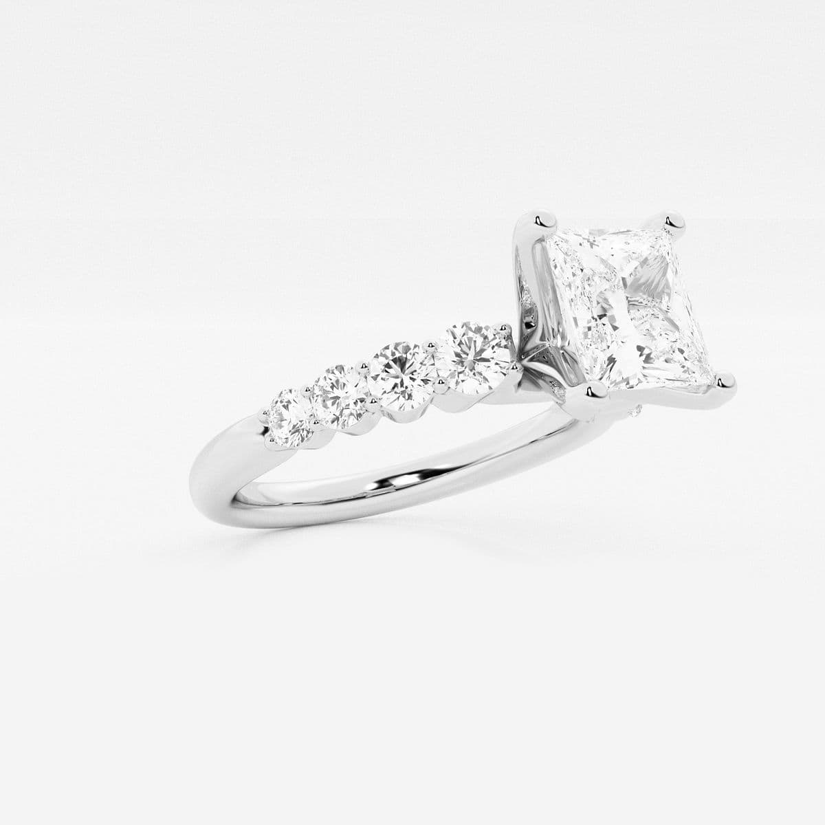 2 ctw Princess Lab Grown Diamond Graduated Engagement Ring Platinum, E, VS1