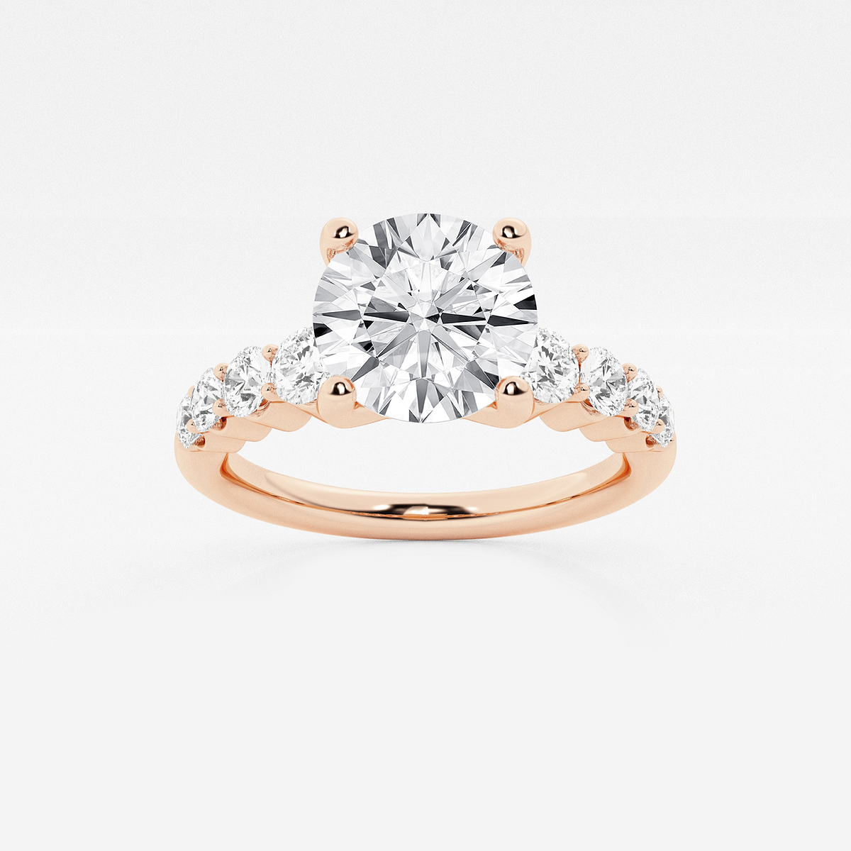 2 ctw Round Lab Grown Diamond Graduated Engagement Ring