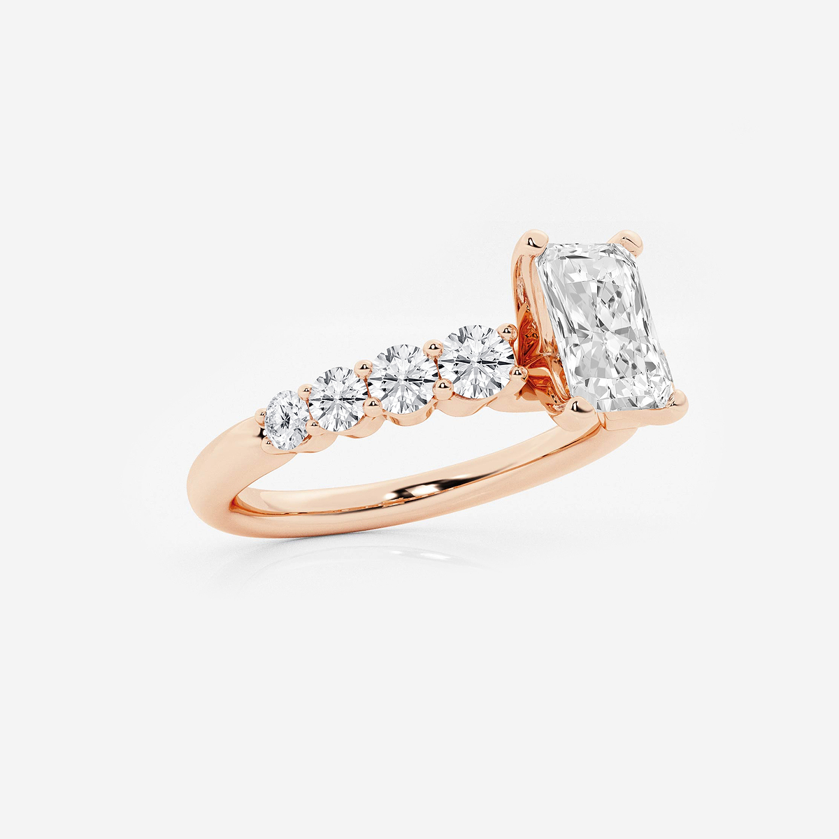Additional Image 1 for  1 1/2 ctw Radiant Lab Grown Diamond Graduated Engagement Ring