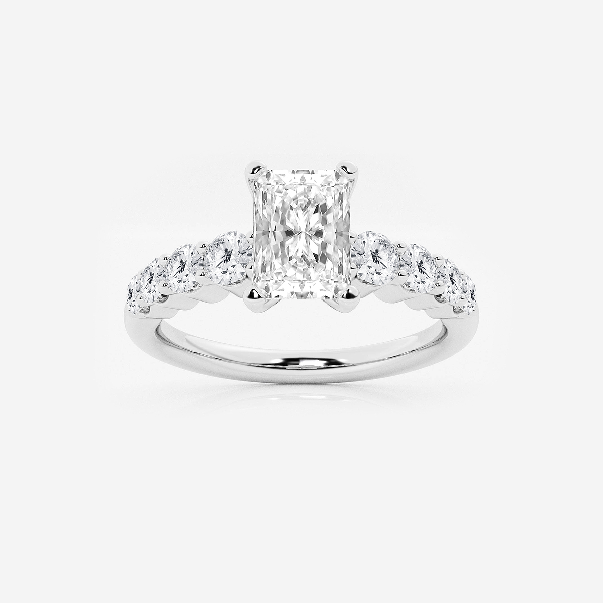 1 1/2 ctw Radiant Lab Grown Diamond Graduated Engagement Ring