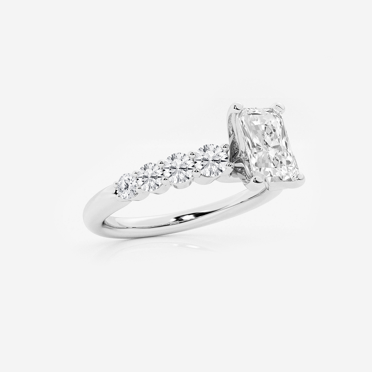 Additional Image 1 for  1 1/2 ctw Radiant Lab Grown Diamond Graduated Engagement Ring