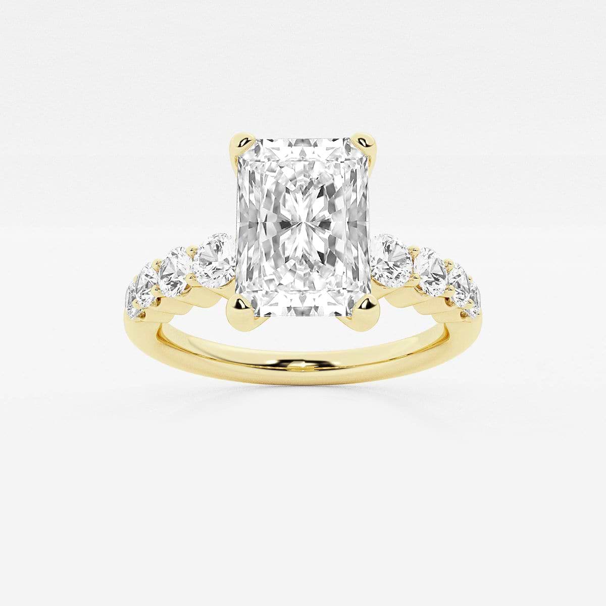 2 ctw Radiant Lab Grown Diamond Graduated Engagement Ring 14K Yellow Gold, FG, VS2+