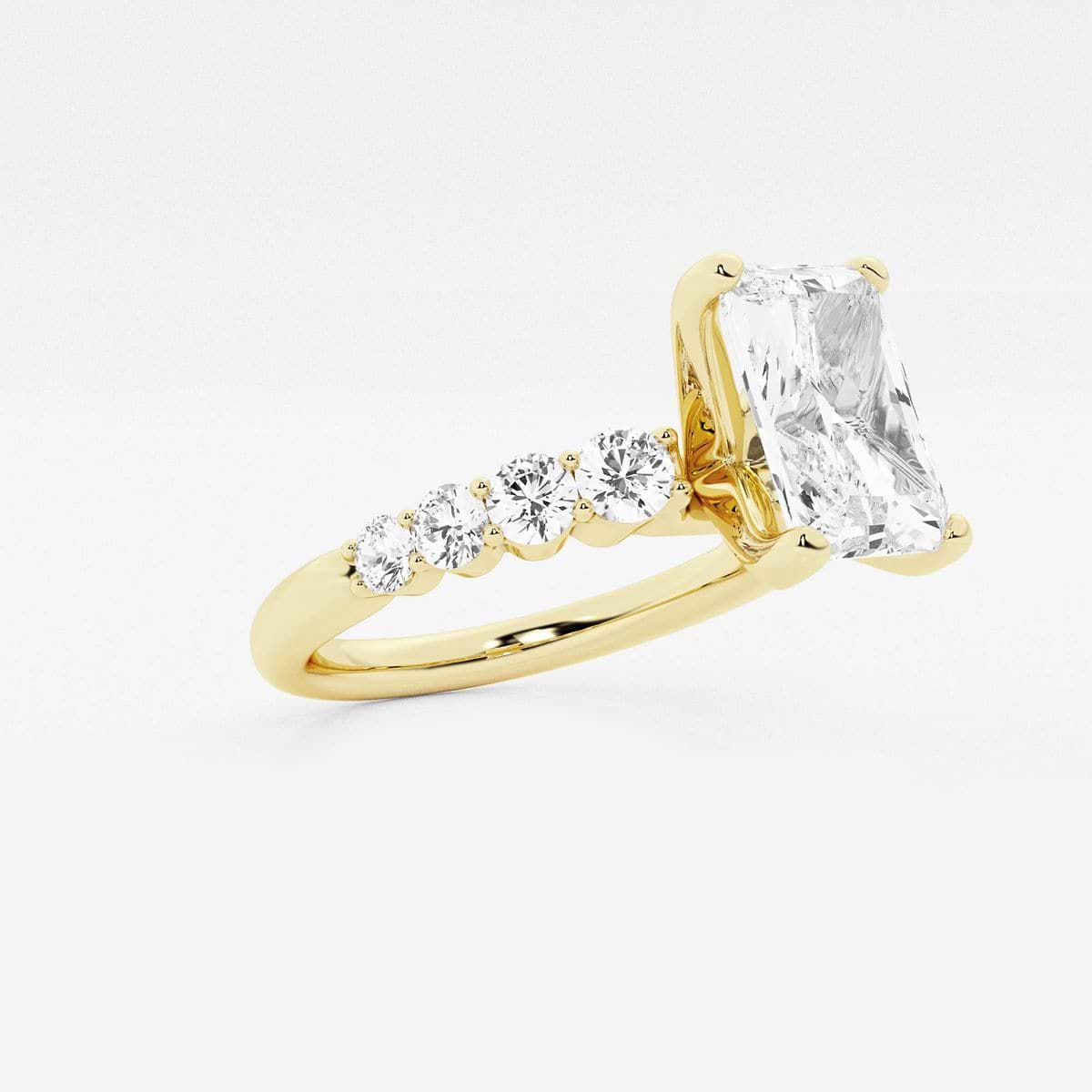 2 ctw Radiant Lab Grown Diamond Graduated Engagement Ring 14K Yellow Gold, FG, VS2+