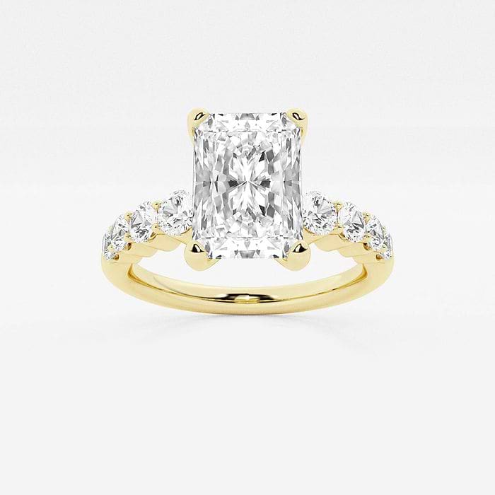 4 ctw Emerald Lab Grown Diamond Engagement Ring 18K Yellow Gold, E, VS1