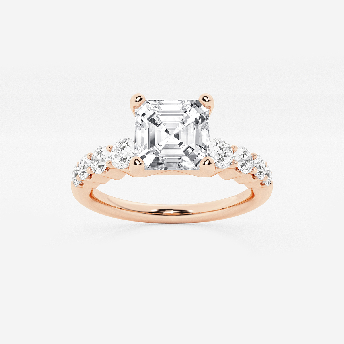 2 1/2 ctw Asscher Lab Grown Diamond Graduated Engagement Ring