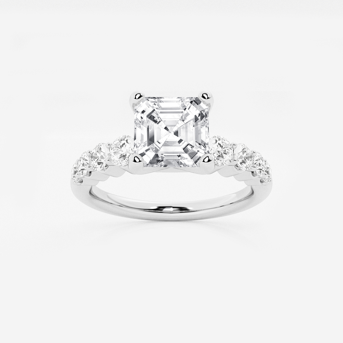 2 1/2 ctw Asscher Lab Grown Diamond Graduated Engagement Ring