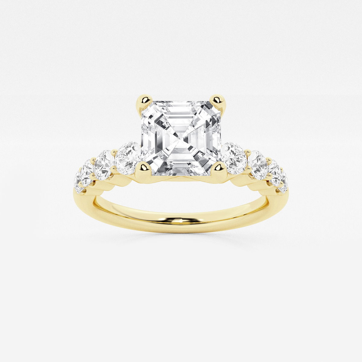2 1/2 ctw Asscher Lab Grown Diamond Graduated Engagement Ring