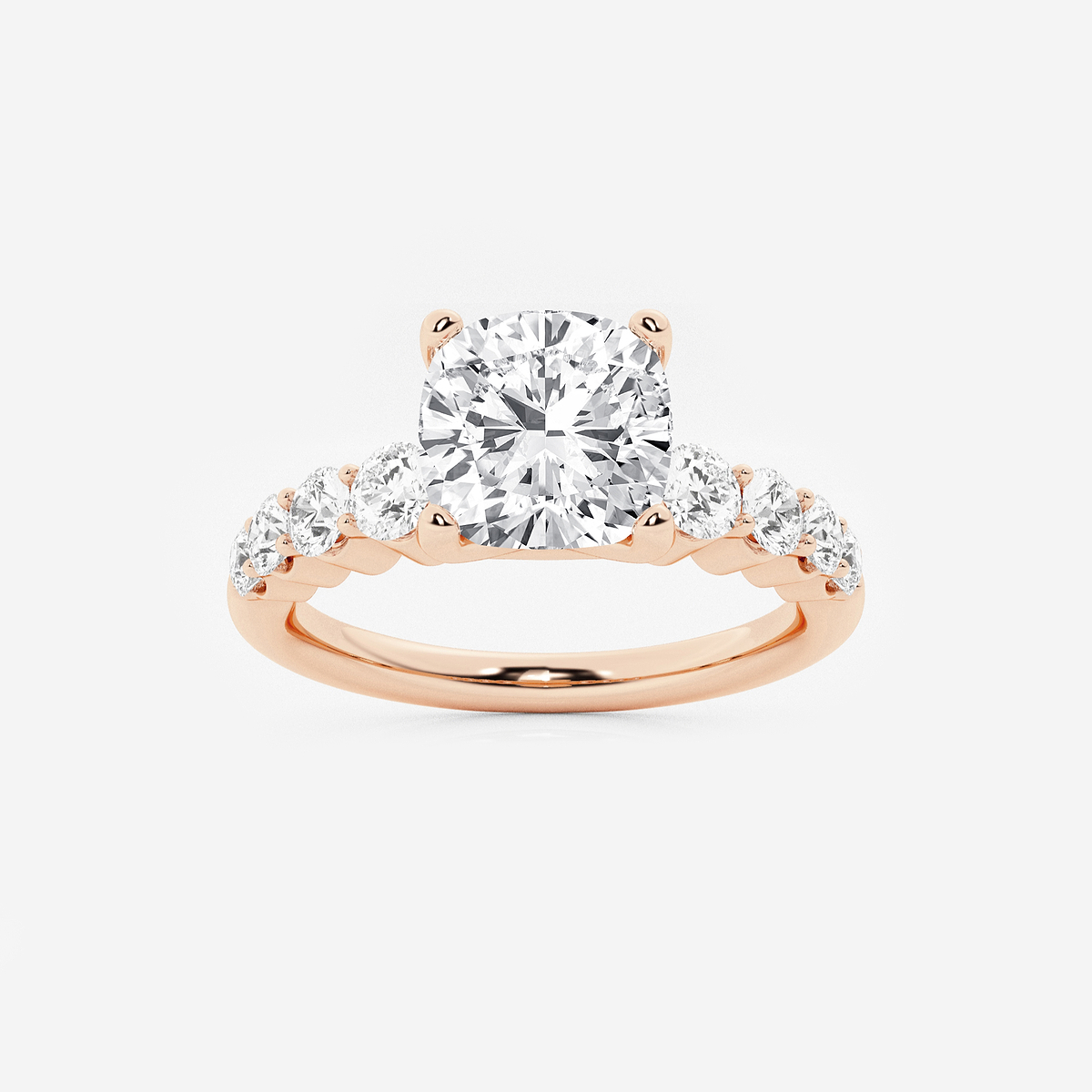 2 1/2 ctw Cushion Lab Grown Diamond Graduated Engagement Ring