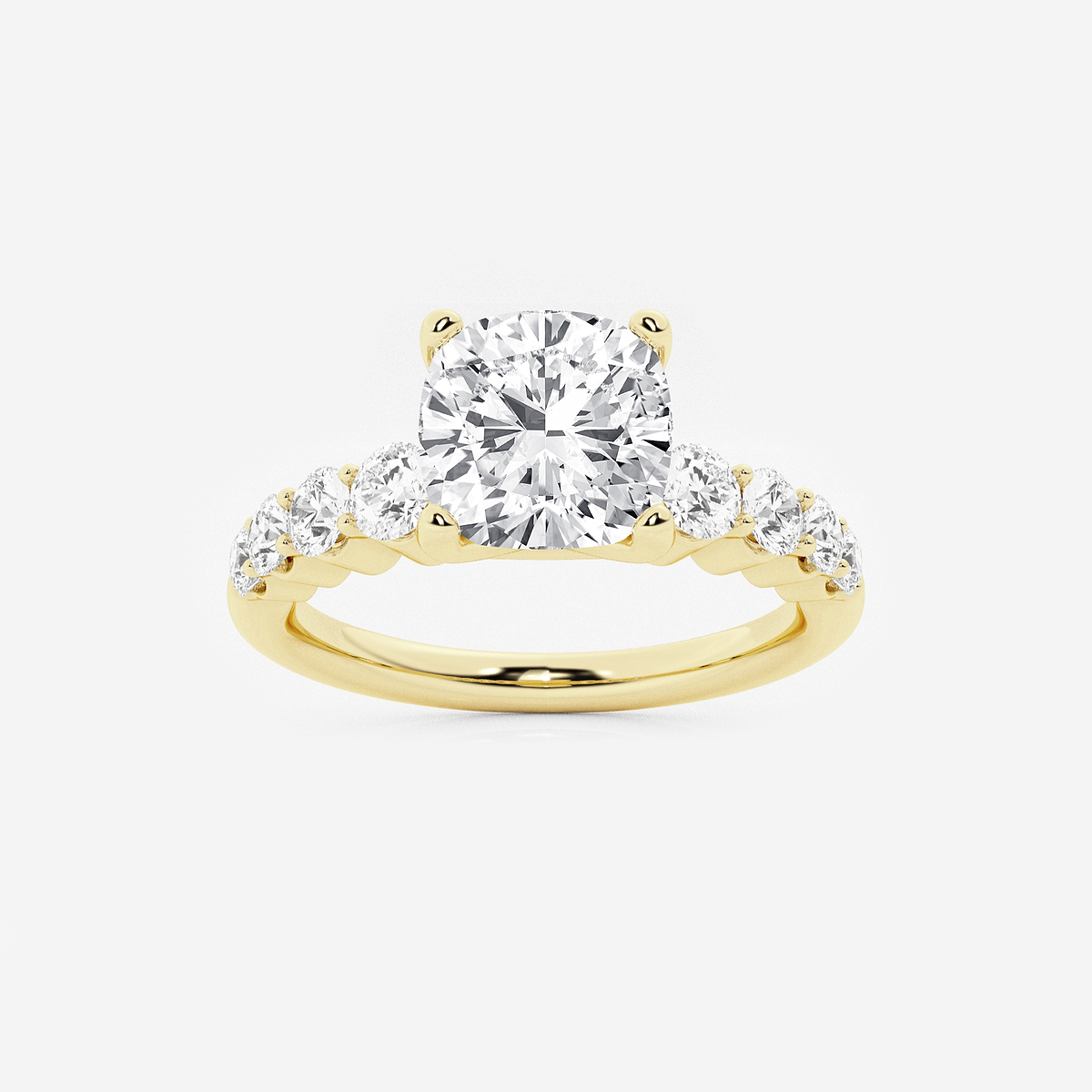 2 1/2 ctw Cushion Lab Grown Diamond Graduated Engagement Ring