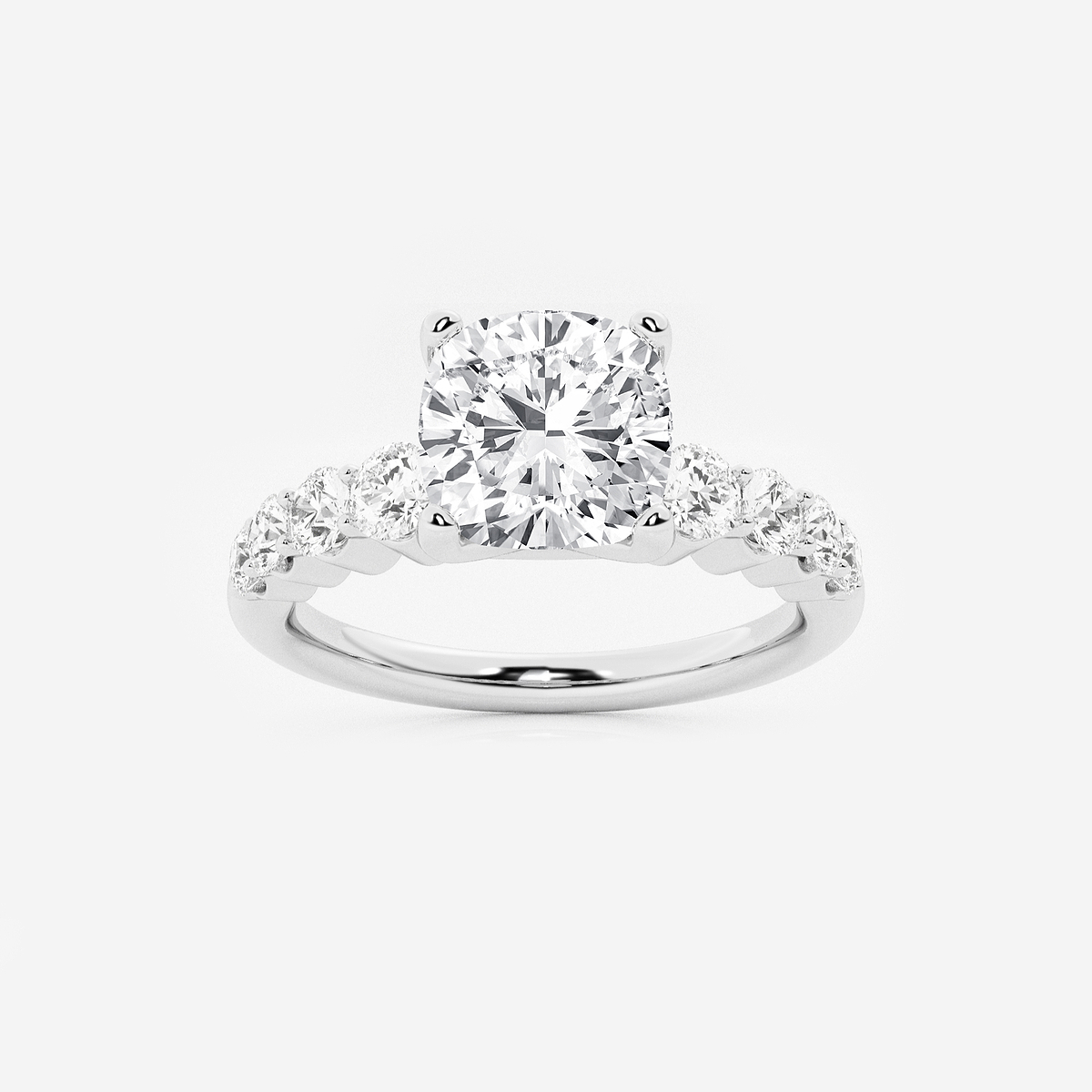 2 1/2 ctw Cushion Lab Grown Diamond Graduated Engagement Ring