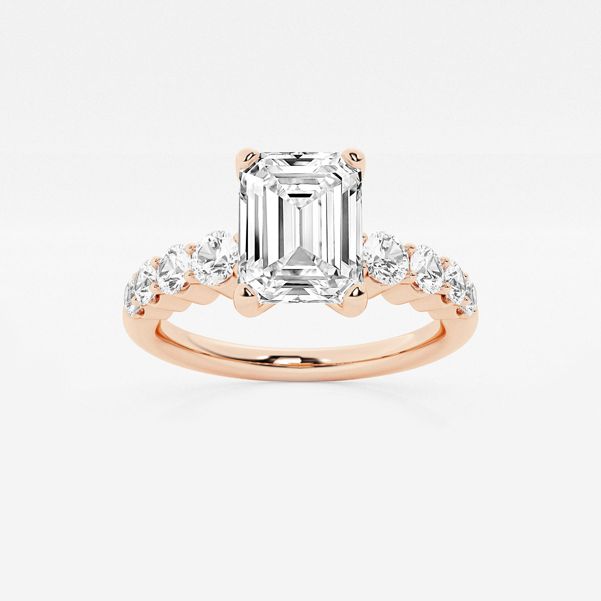 2 1/2 ctw Emerald Lab Grown Diamond Graduated Engagement Ring