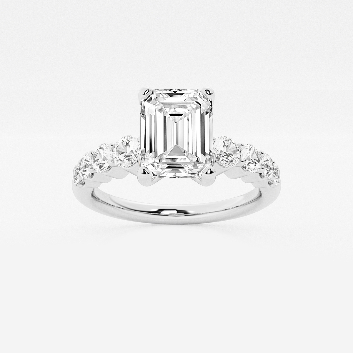 2 1/2 ctw Emerald Lab Grown Diamond Graduated Engagement Ring
