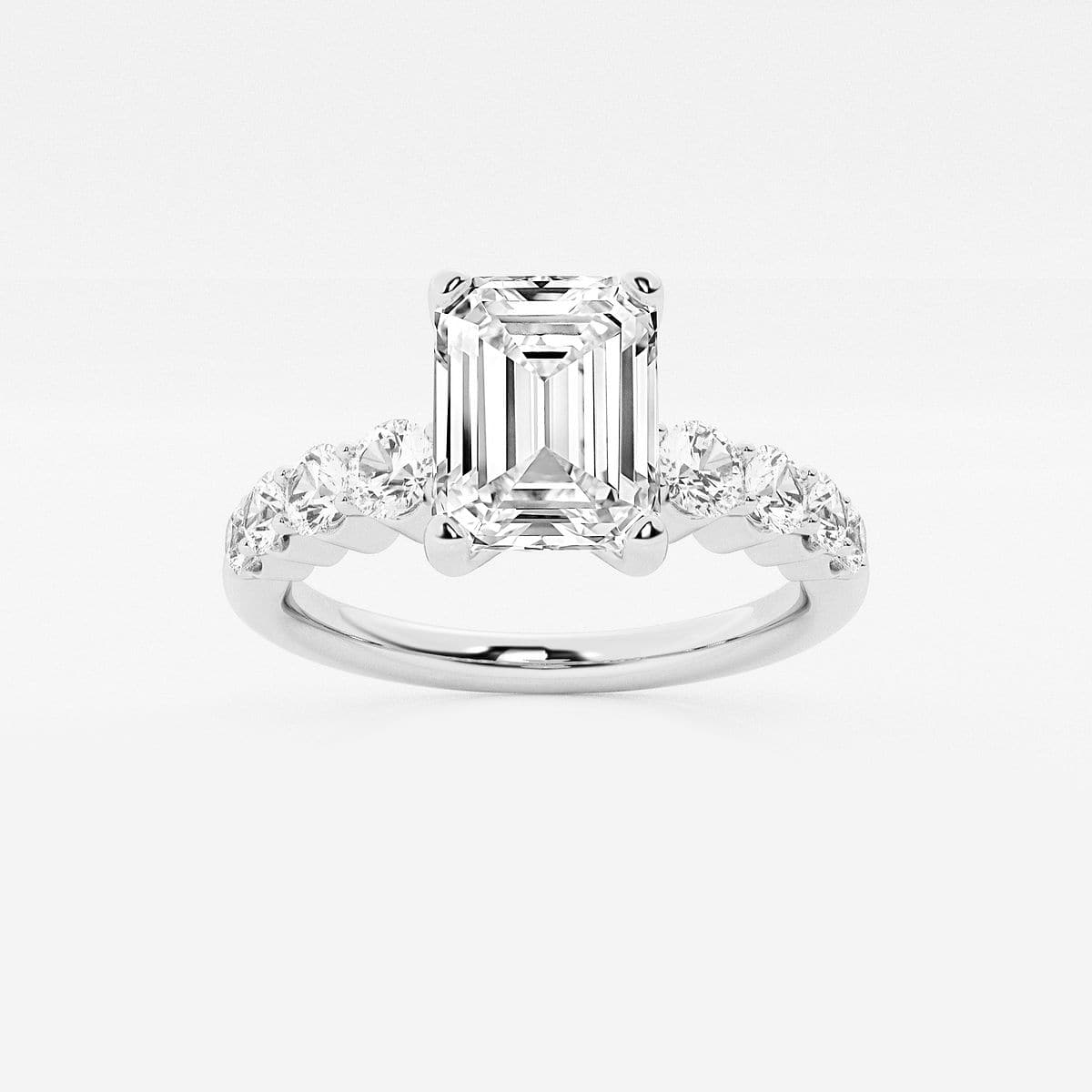 2 1/2 ctw Emerald Lab Grown Diamond Graduated Engagement Ring Platinum, D, VVS