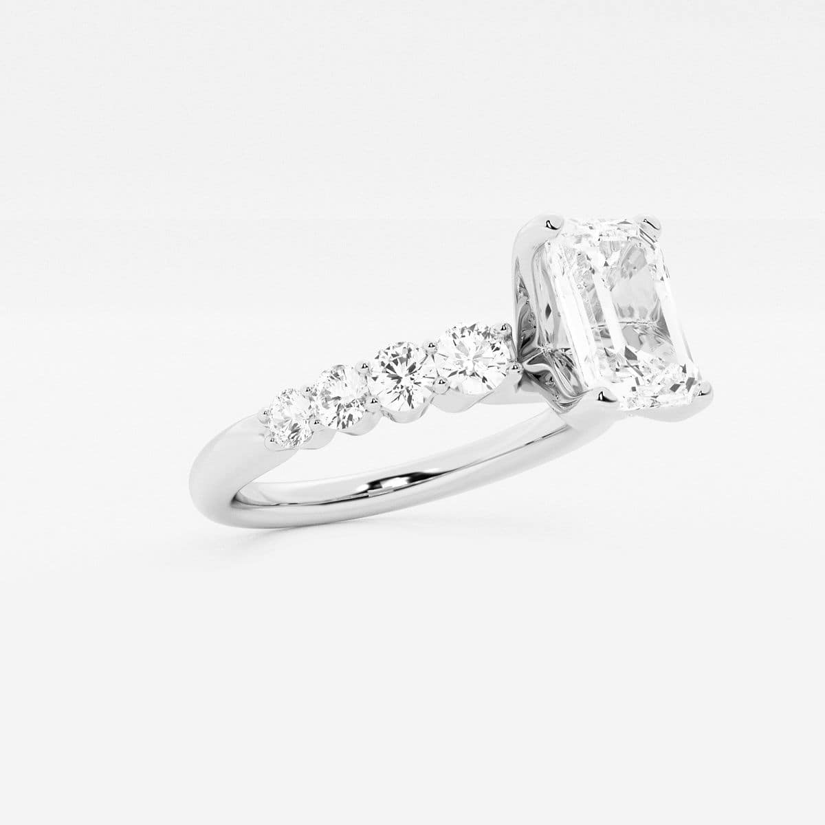 2 1/2 ctw Emerald Lab Grown Diamond Graduated Engagement Ring Platinum, D, VVS