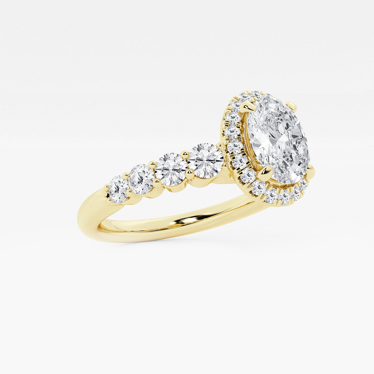Additional Image 1 for  1 2/3 ctw Oval Lab Grown Diamond Graduated Halo Engagement Ring