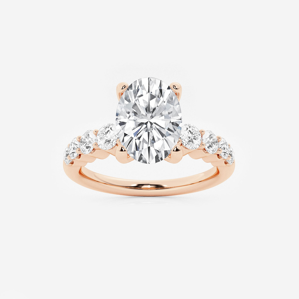 2 1/2 ctw Oval Lab Grown Diamond Graduated Engagement Ring