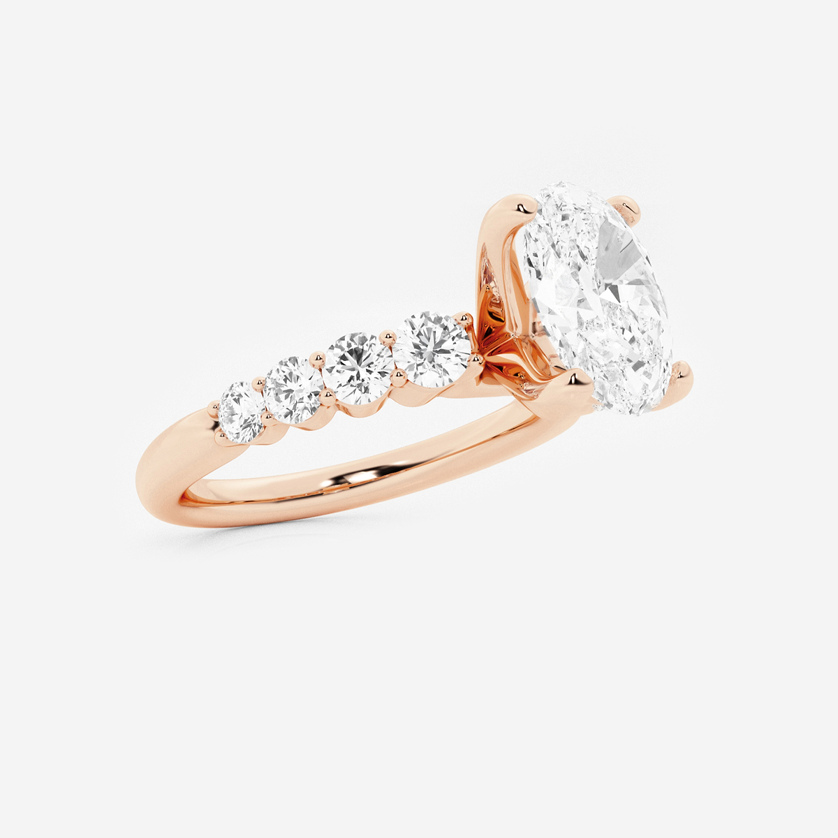 Additional Image 1 for  2 1/2 ctw Oval Lab Grown Diamond Graduated Engagement Ring