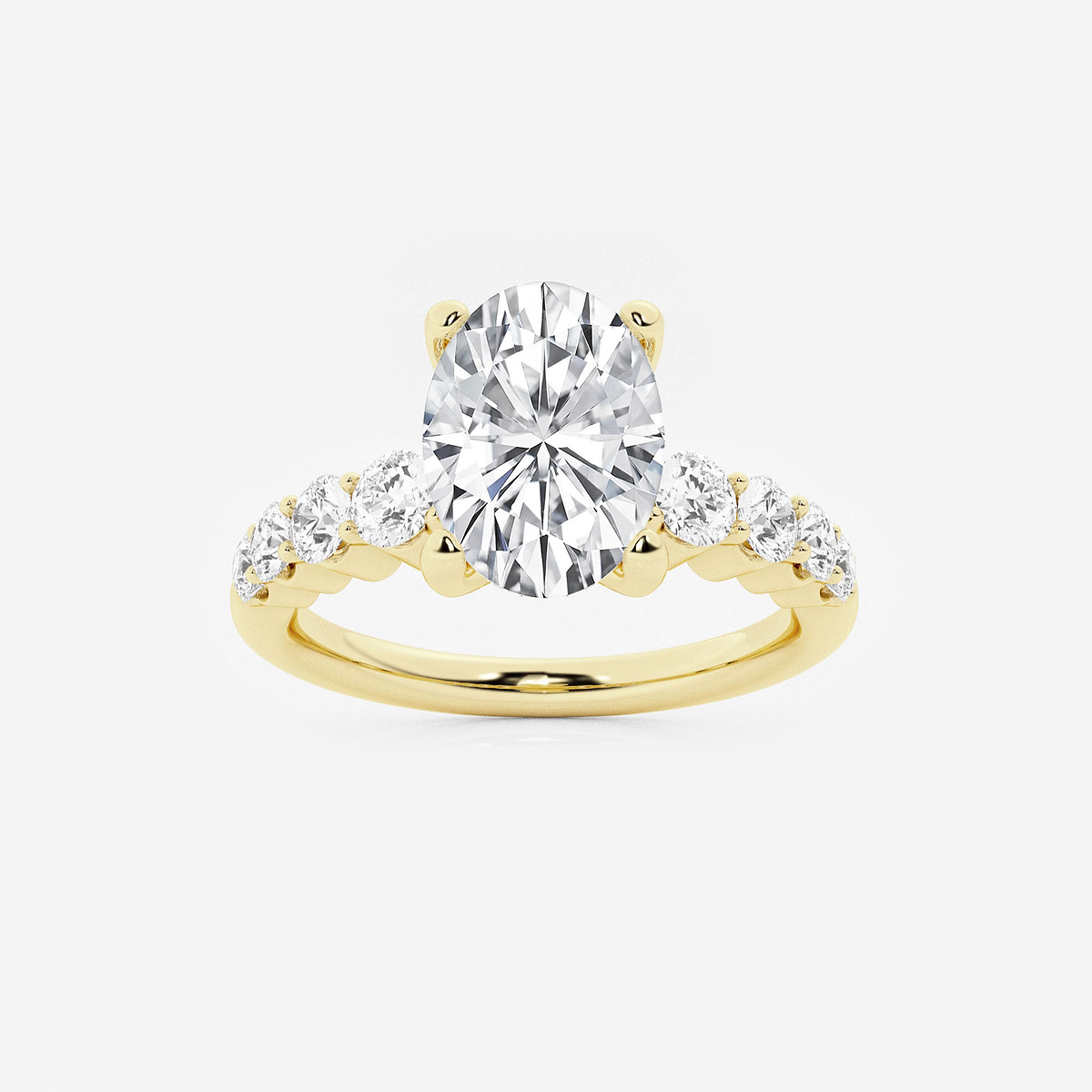 2 1/2 ctw Oval Lab Grown Diamond Graduated Engagement Ring