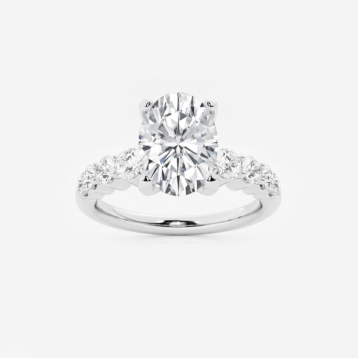 2 1/2 ctw Oval Lab Grown Diamond Graduated Engagement Ring
