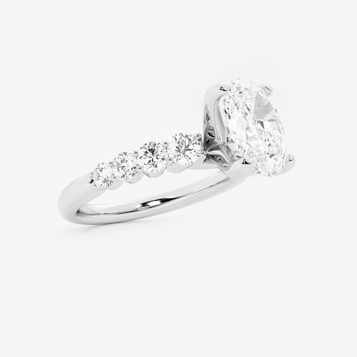 Additional Image 1 for  2 1/2 ctw Oval Lab Grown Diamond Graduated Engagement Ring