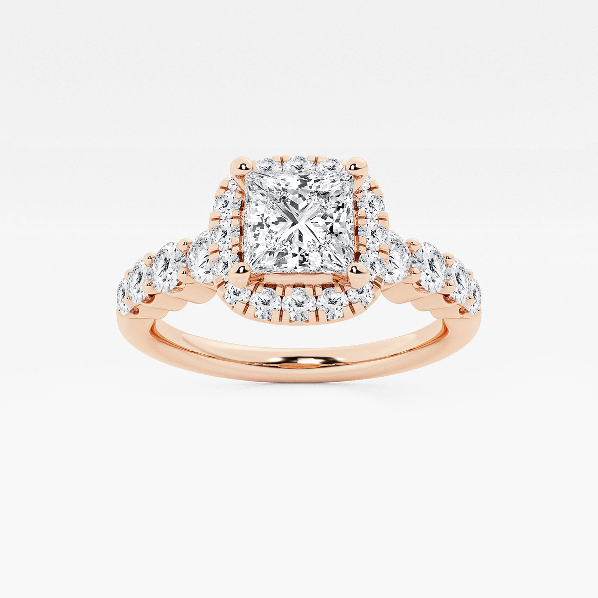 1 2/3 ctw Princess Lab Grown Diamond Graduated Halo Engagement Ring