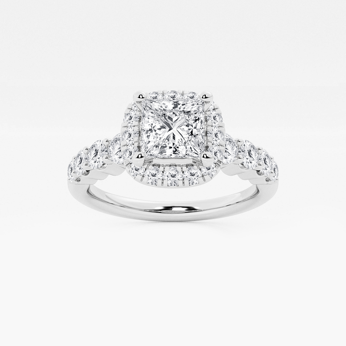 1 2/3 ctw Princess Lab Grown Diamond Graduated Halo Engagement Ring