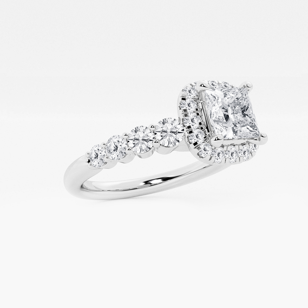 Additional Image 1 for  1 2/3 ctw Princess Lab Grown Diamond Graduated Halo Engagement Ring