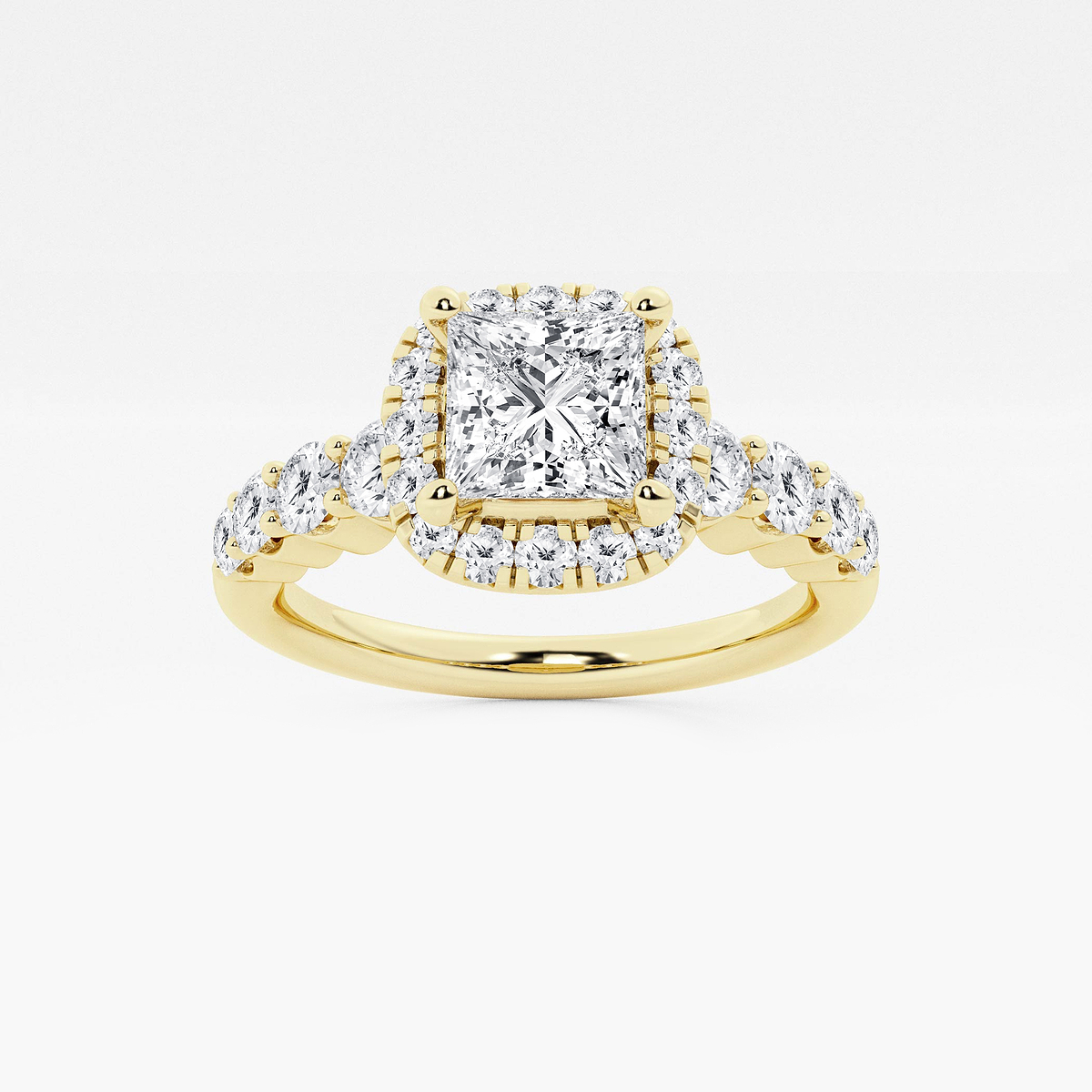 1 2/3 ctw Princess Lab Grown Diamond Graduated Halo Engagement Ring