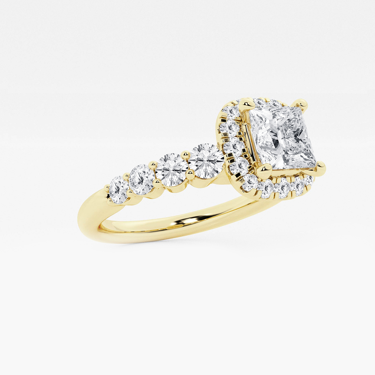 Additional Image 1 for  1 2/3 ctw Princess Lab Grown Diamond Graduated Halo Engagement Ring