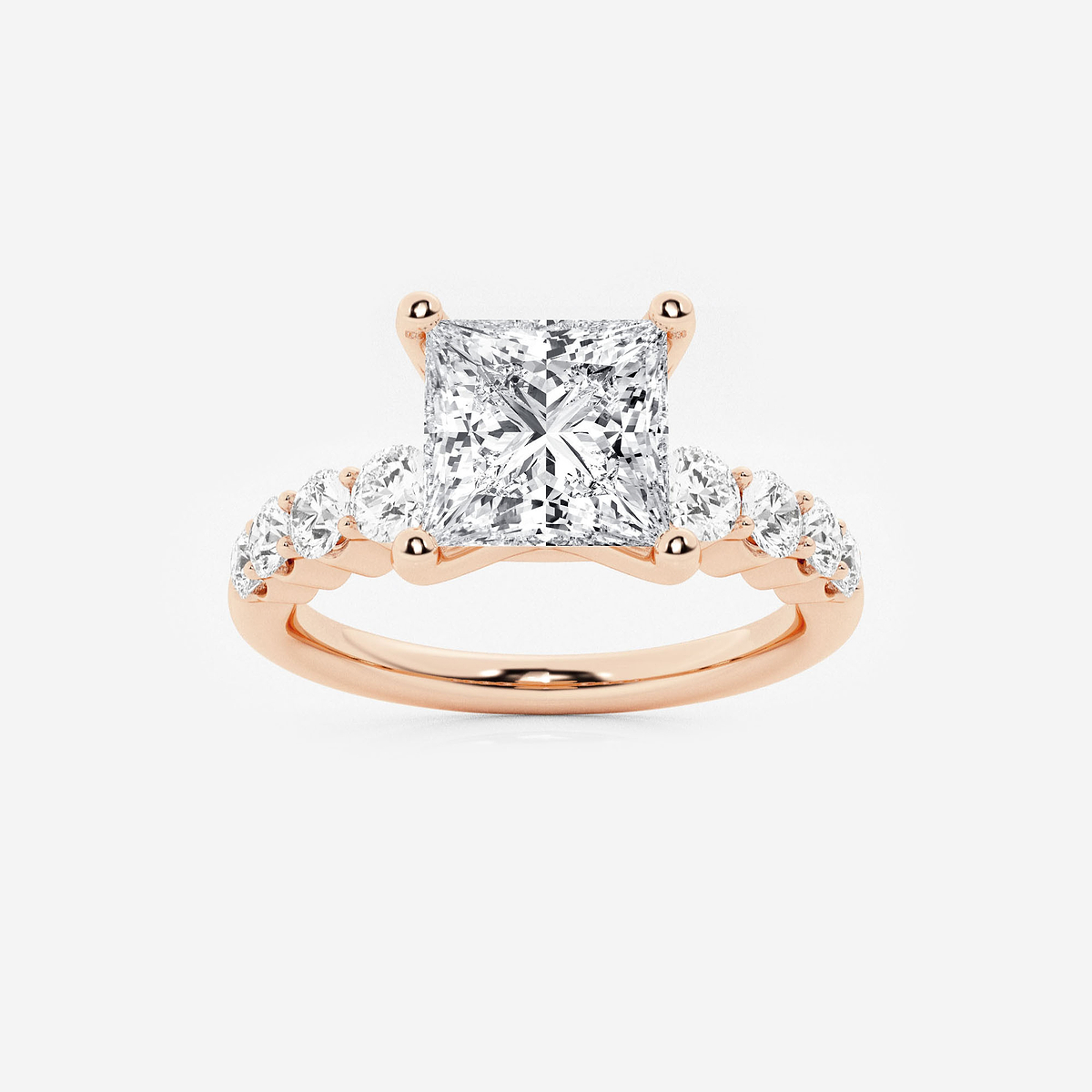 2 1/2 ctw Princess Lab Grown Diamond Graduated Engagement Ring