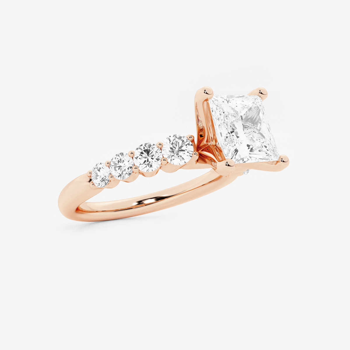 Additional Image 1 for  2 1/2 ctw Princess Lab Grown Diamond Graduated Engagement Ring