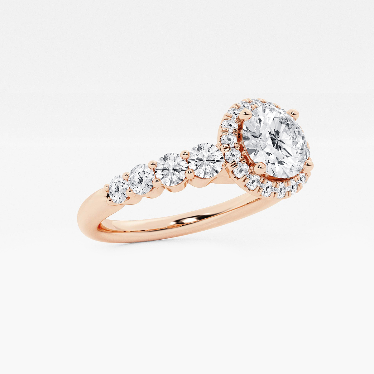 Additional Image 1 for  1 2/3 ctw Round Lab Grown Diamond Graduated Halo Engagement Ring