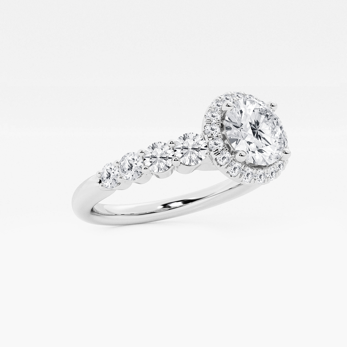 Additional Image 1 for  1 2/3 ctw Round Lab Grown Diamond Graduated Halo Engagement Ring