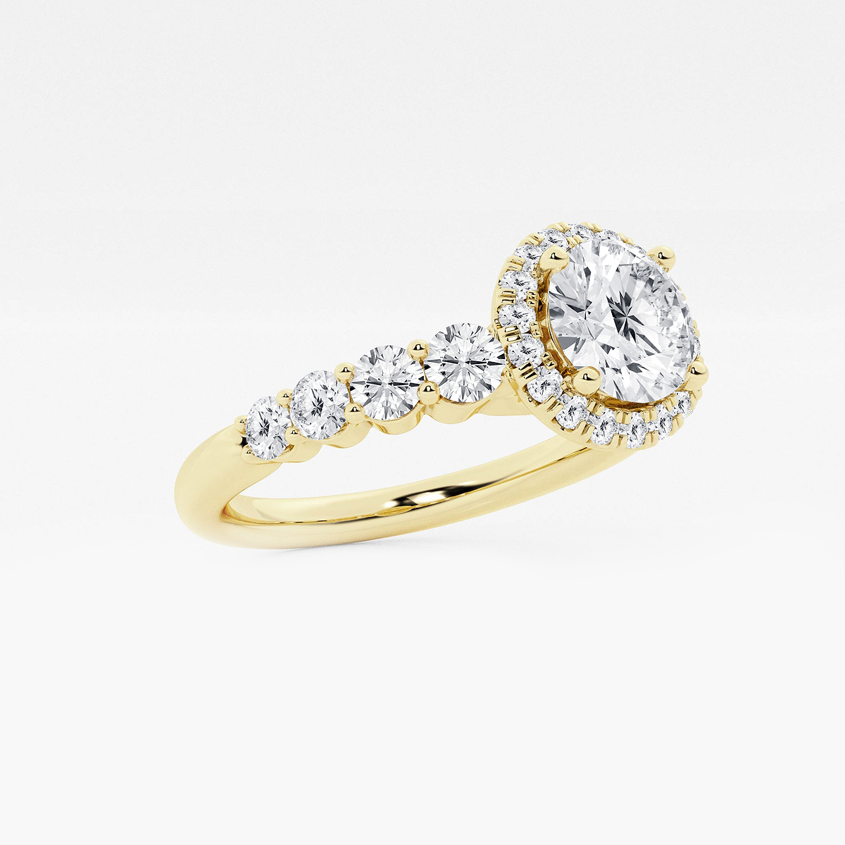 Additional Image 1 for  1 2/3 ctw Round Lab Grown Diamond Graduated Halo Engagement Ring