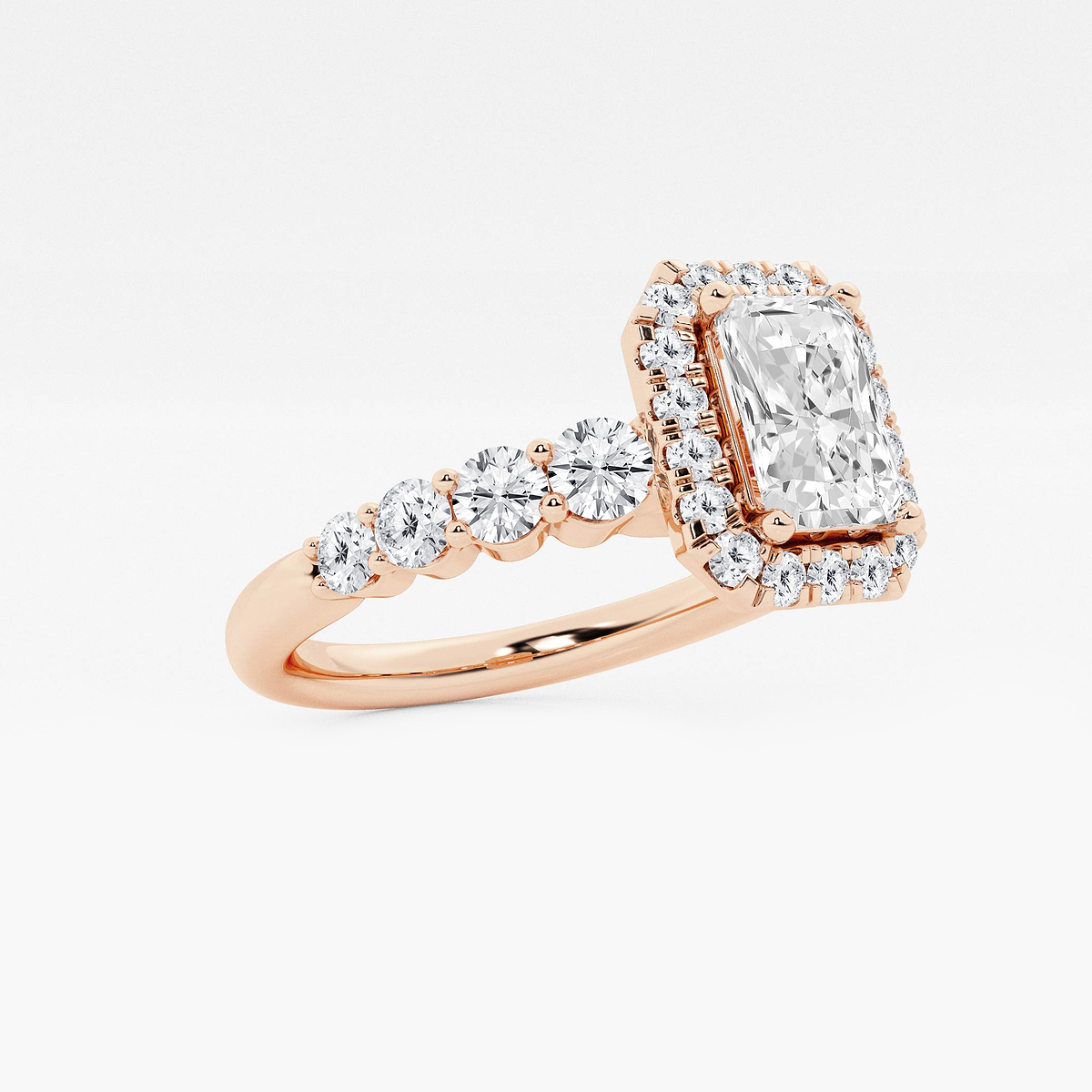 Additional Image 1 for  1 2/3 ctw Radiant Lab Grown Diamond Graduated Halo Engagement Ring
