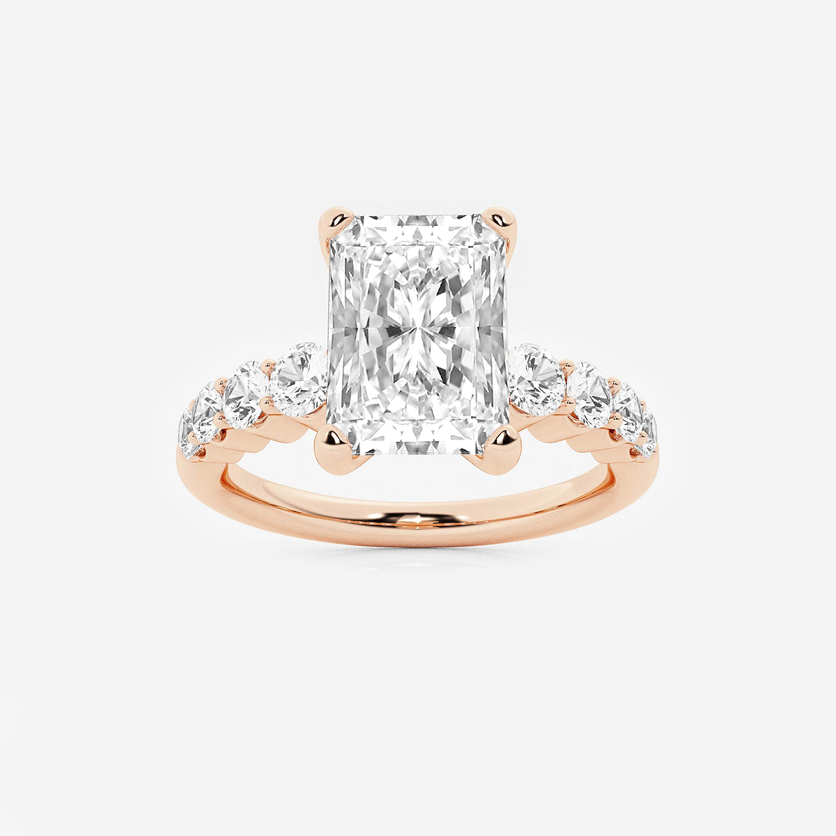 2 1/2 ctw Radiant Lab Grown Diamond Graduated Engagement Ring