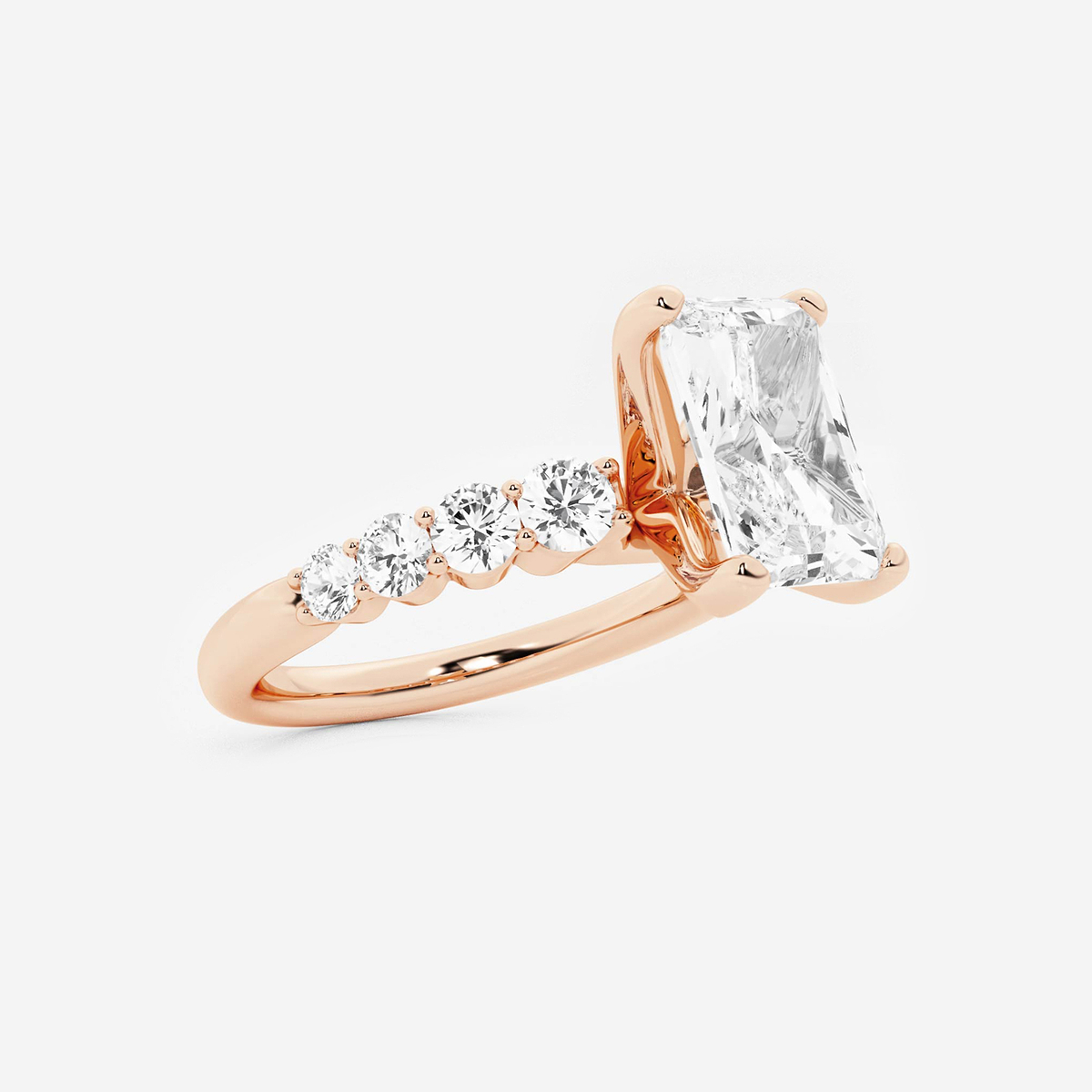 Additional Image 1 for  2 1/2 ctw Radiant Lab Grown Diamond Graduated Engagement Ring