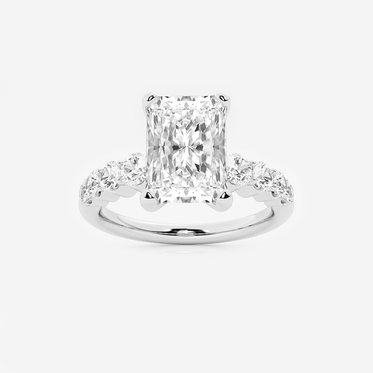 2 1/2 ctw Radiant Lab Grown Diamond Graduated Engagement Ring 14K White Gold, D, VVS