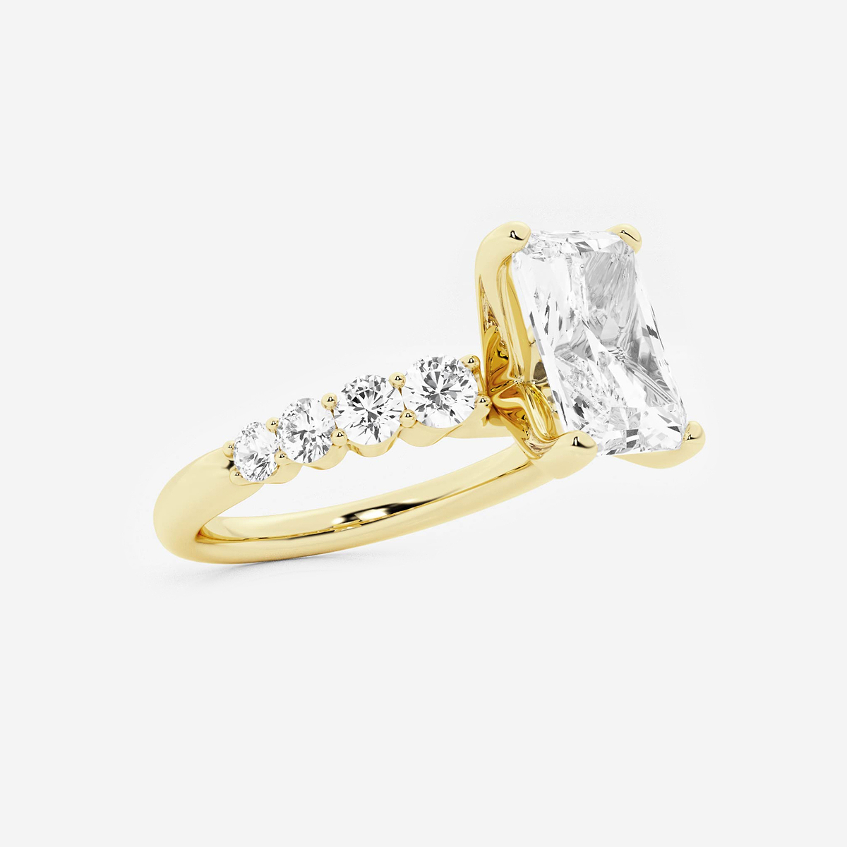 2 1/2 ctw Radiant Lab Grown Diamond Graduated Engagement Ring 14K Yellow Gold, E, VS1