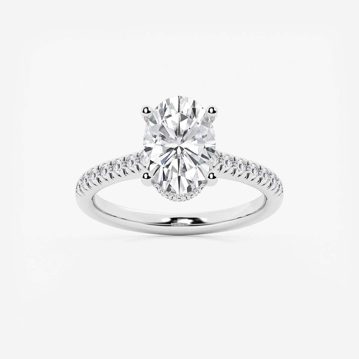 3 ctw Oval Lab Grown Diamond Hidden Halo Engagement Ring