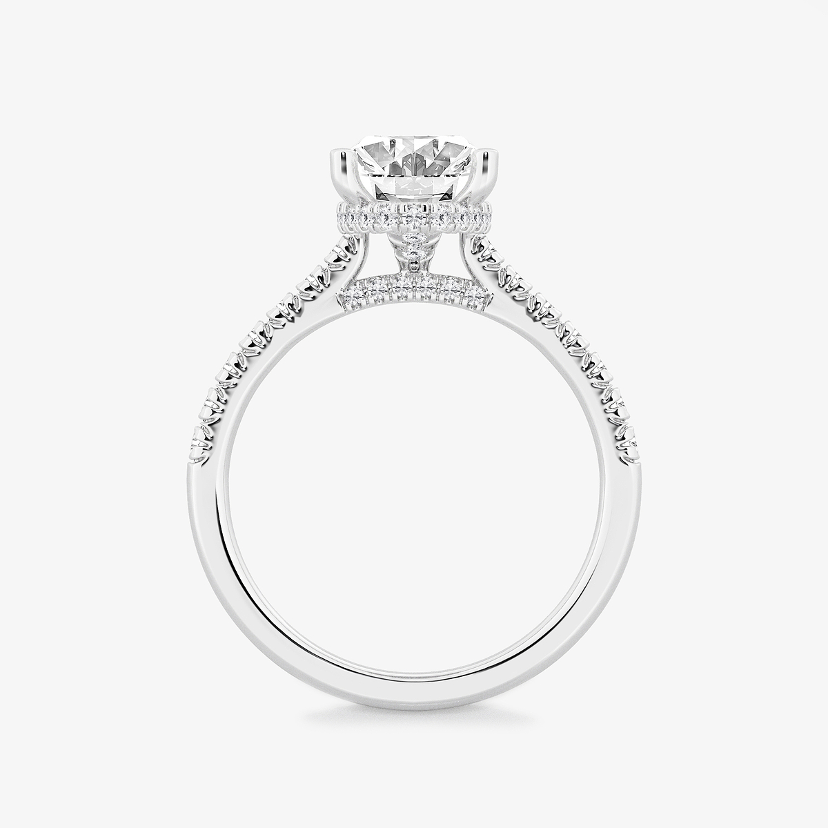 Additional Image 1 for  3 ctw Oval Lab Grown Diamond Hidden Halo Engagement Ring