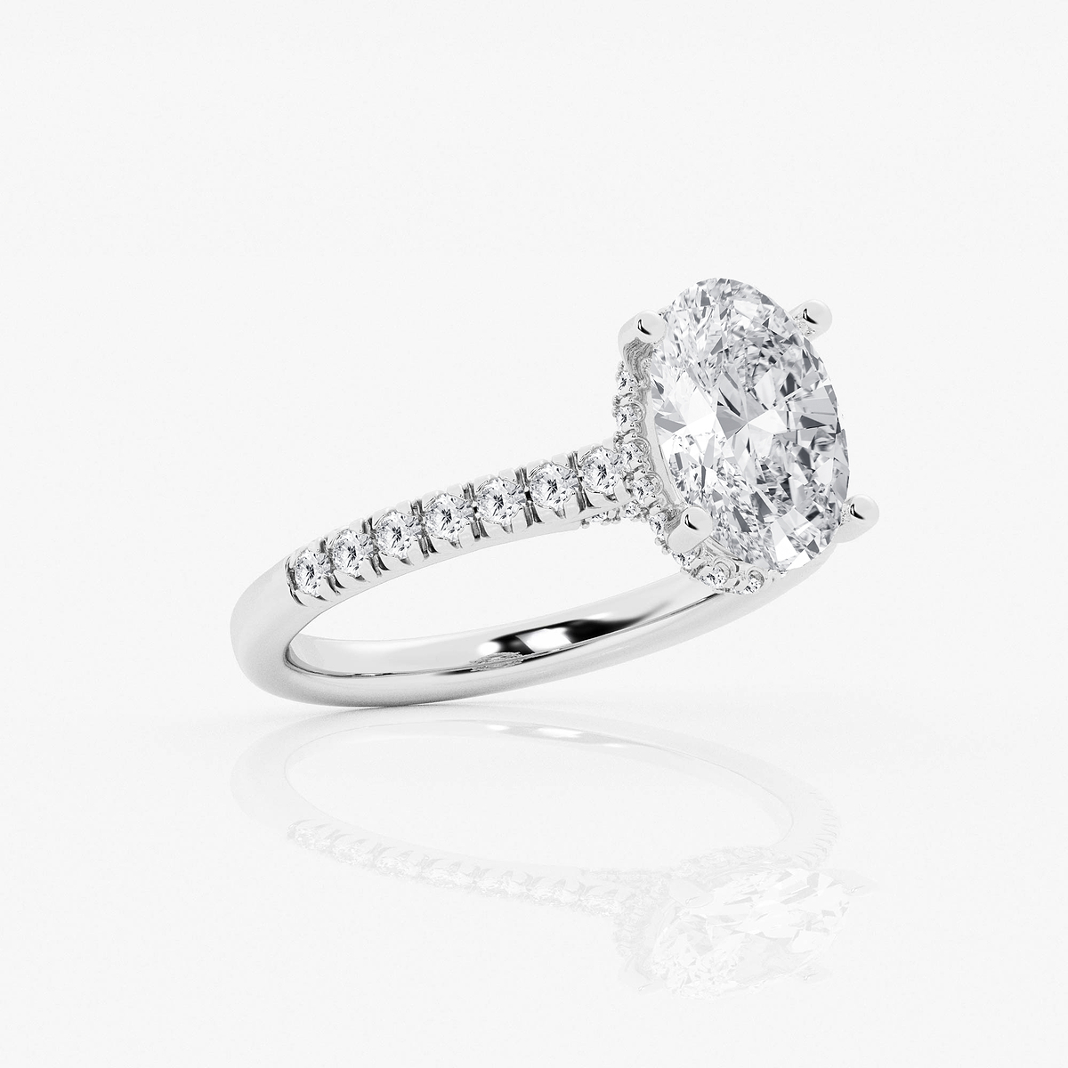 Additional Image 2 for  3 ctw Oval Lab Grown Diamond Hidden Halo Engagement Ring