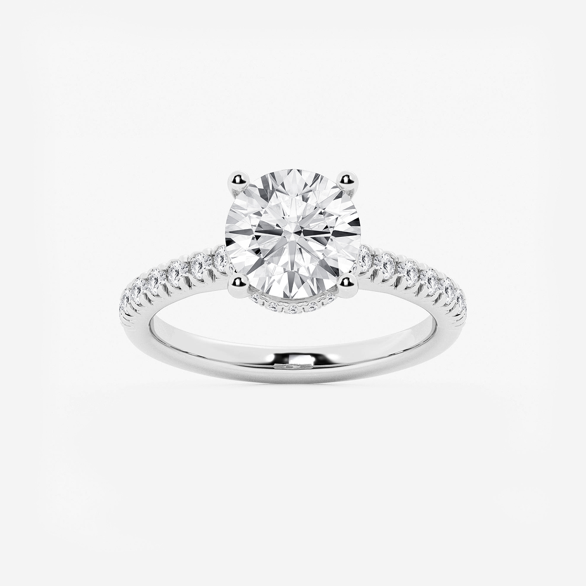 3 ctw Round Lab Grown Diamond Hidden Halo Engagement Ring