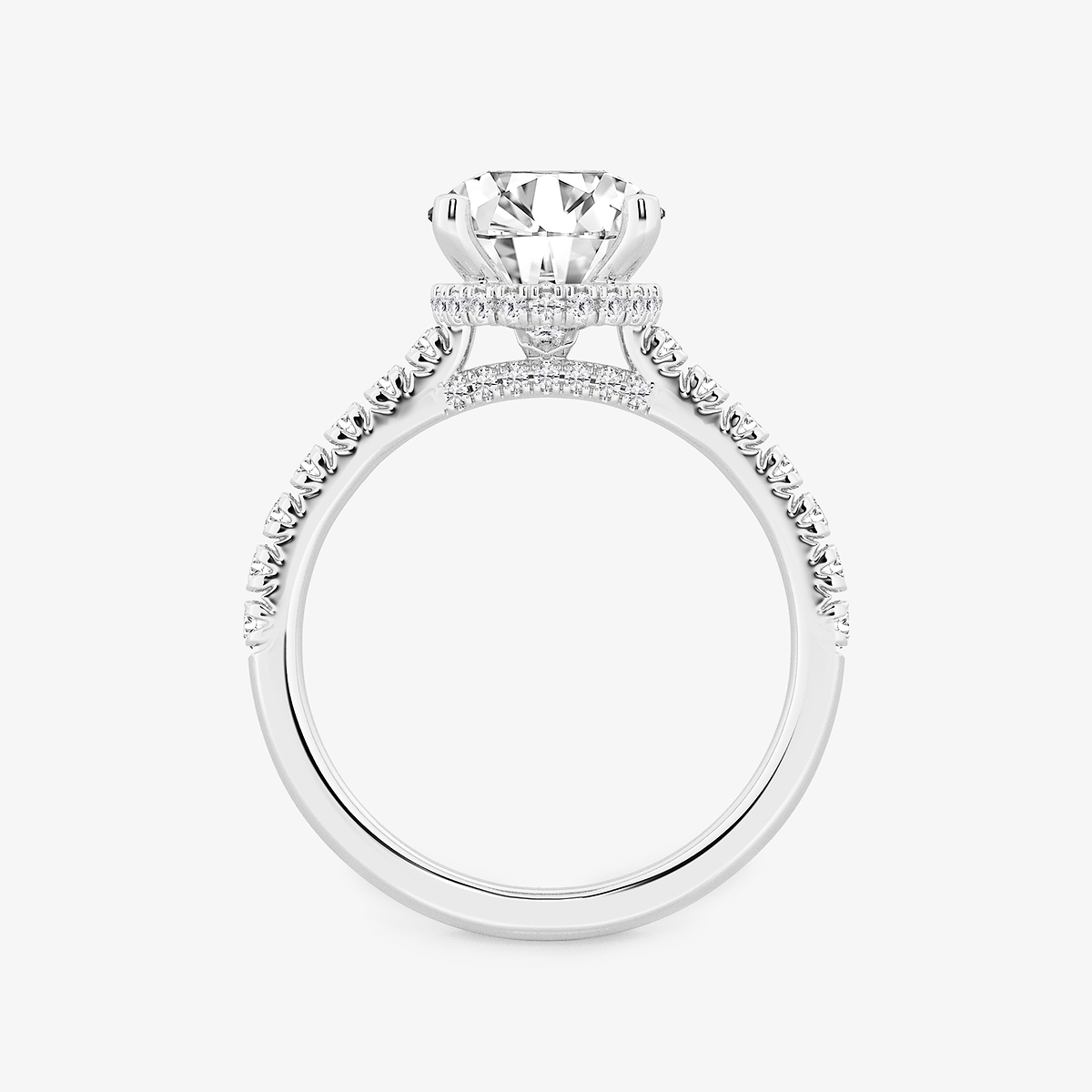 Additional Image 1 for  3 ctw Round Lab Grown Diamond Hidden Halo Engagement Ring