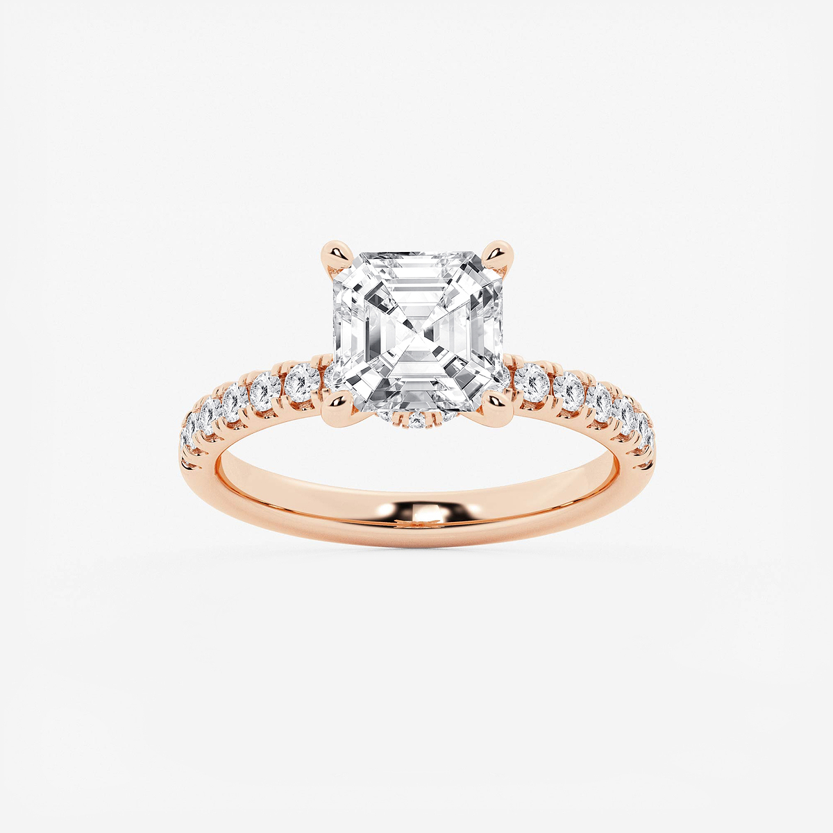 3 ctw Asscher Lab Grown Diamond Hidden Halo Engagement Ring