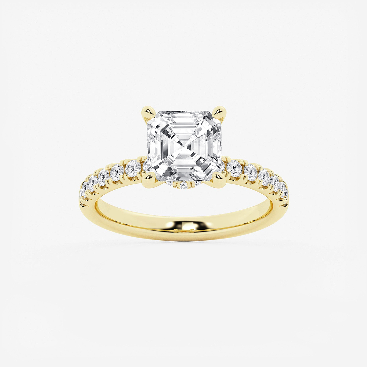3 ctw Asscher Lab Grown Diamond Hidden Halo Engagement Ring