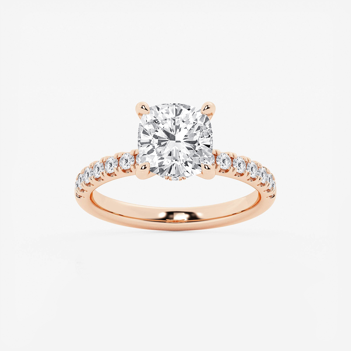 3 ctw Cushion Lab Grown Diamond Hidden Halo Engagement Ring