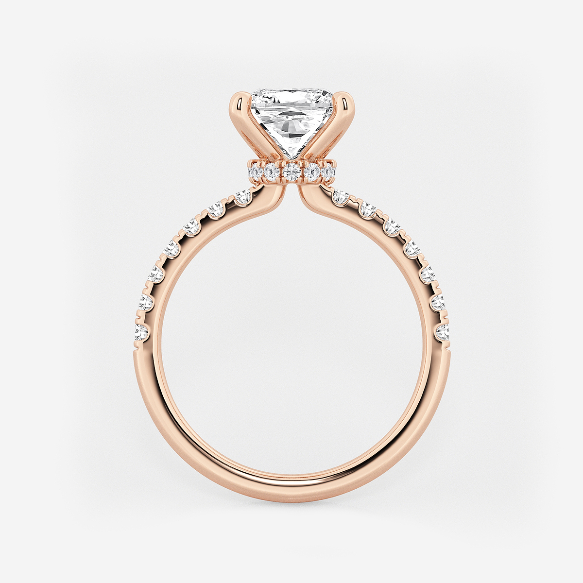 Additional Image 1 for  3 ctw Cushion Lab Grown Diamond Hidden Halo Engagement Ring